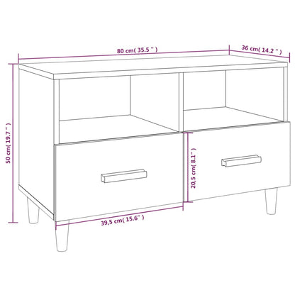 TV Cabinet High Gloss White 80x36x50 cm Engineered Wood