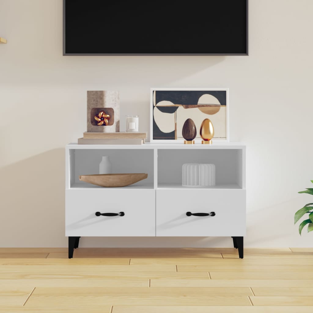 TV Cabinet White 80x36x50 cm Engineered Wood