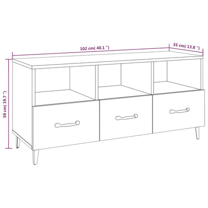 TV Cabinet White 102x35x50 cm Engineered Wood