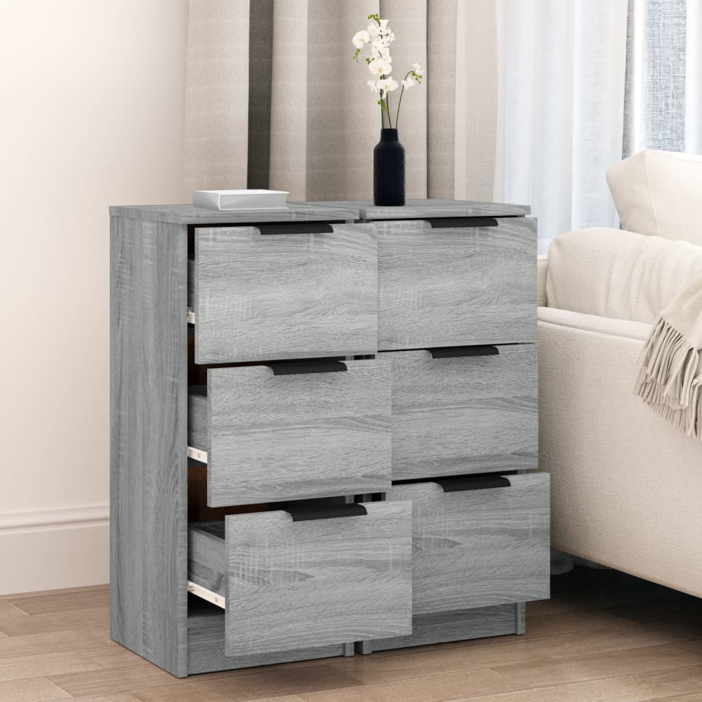 Sideboards 2 pcs Grey Sonoma 30x30x70 cm Engineered Wood