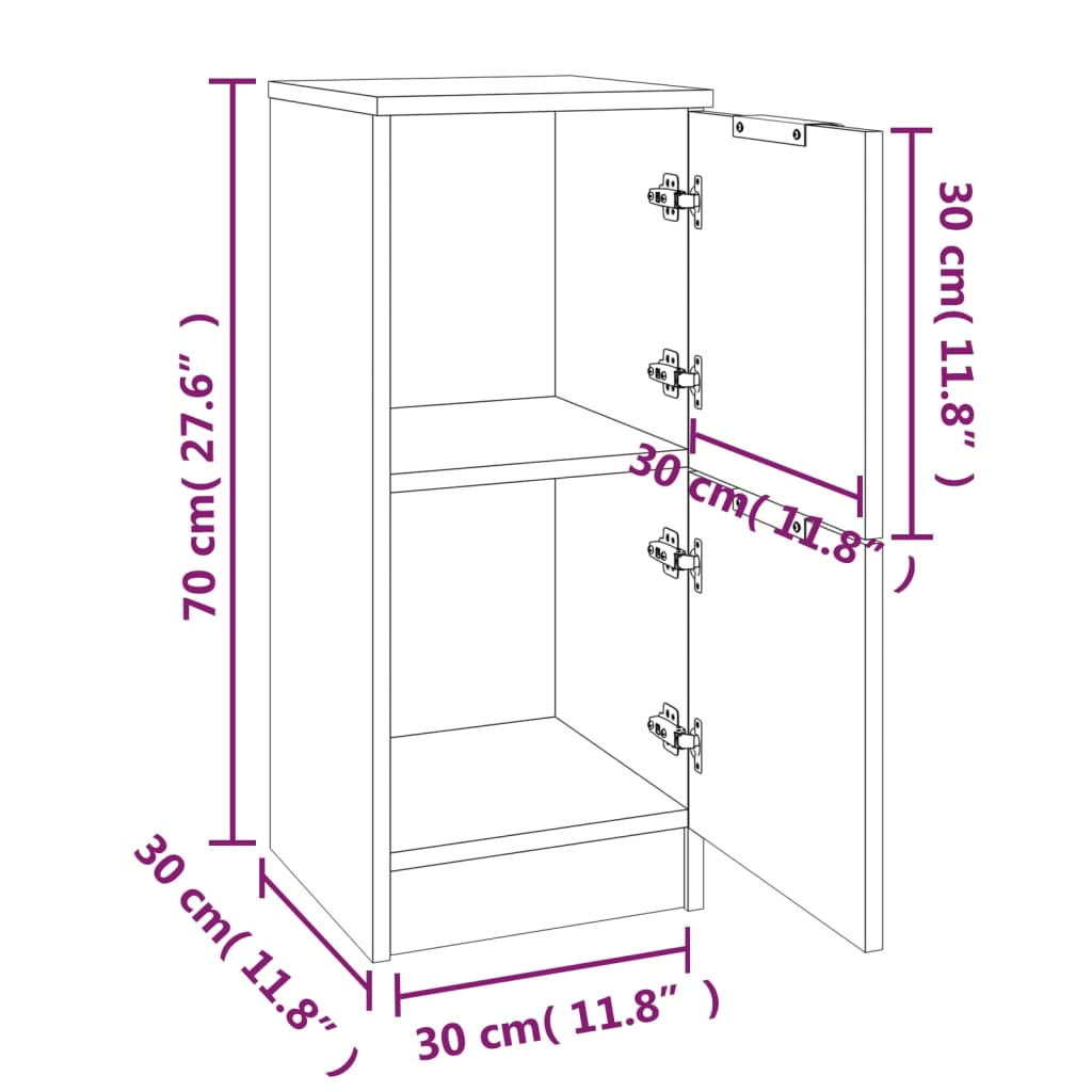 Sideboards 2 pcs Grey Sonoma 30x30x70 cm Engineered Wood