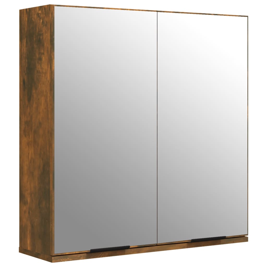 Bathroom Mirror Cabinet Smoked Oak 64x20x67 cm