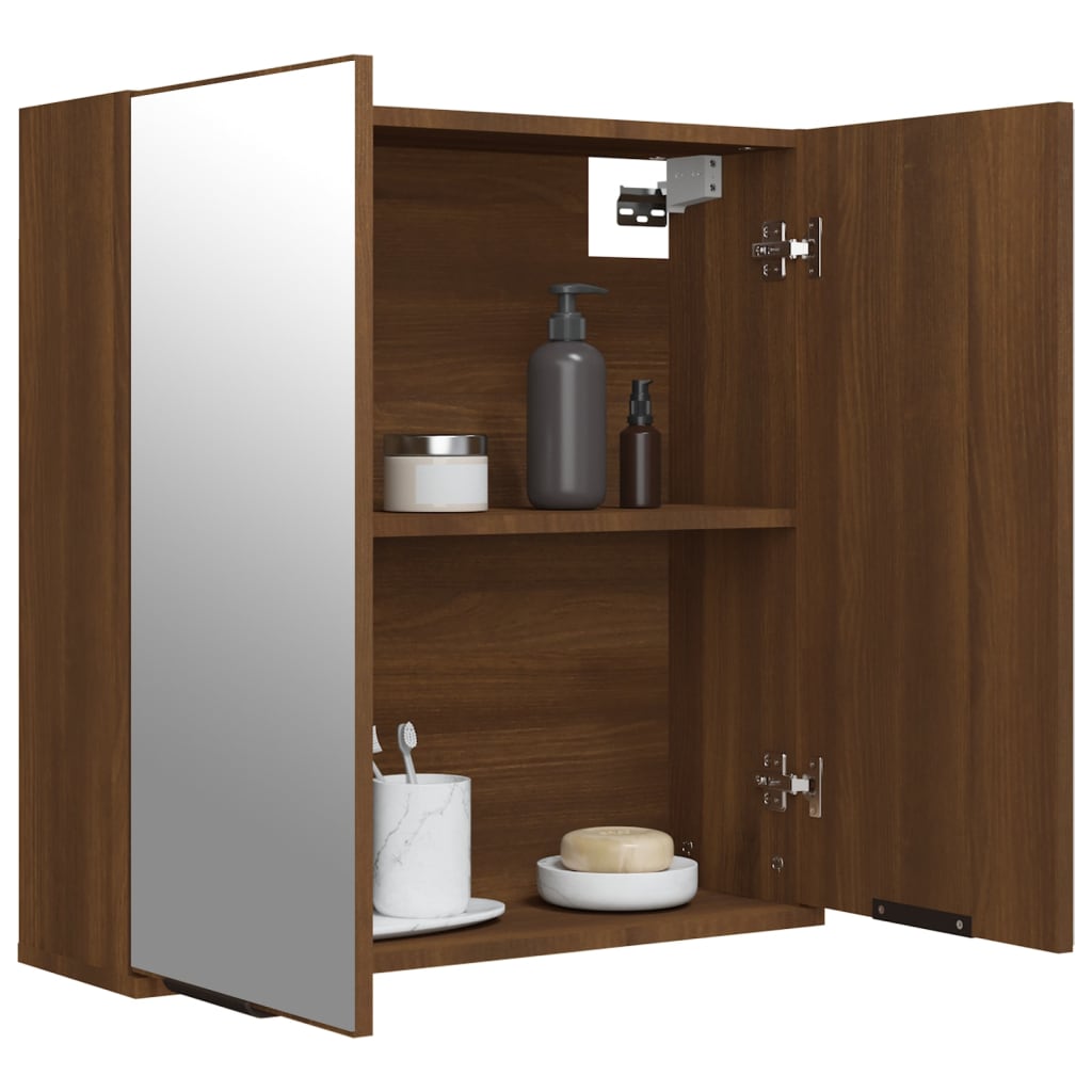 Bathroom Mirror Cabinet Brown Oak 64x20x67 cm