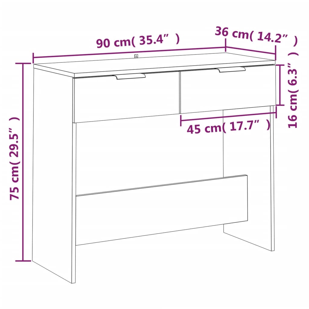 Console Table Grey Sonoma 90x36x75 cm Engineered Wood