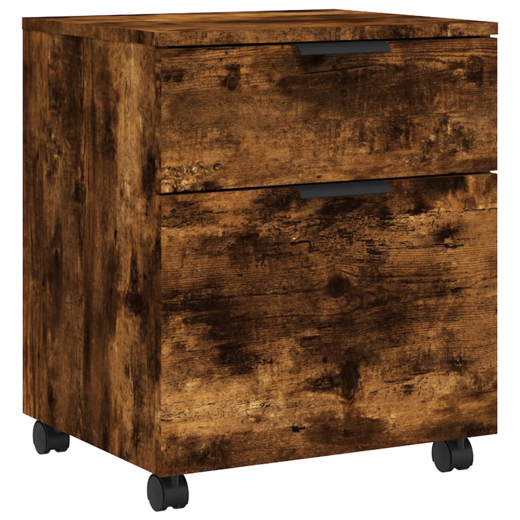 Mobile File Cabinet with Wheels Smoked Oak 45x38x54 cm Engineered Wood