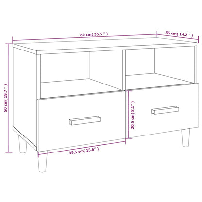 TV Cabinet Smoked Oak 80x36x50 cm Engineered Wood