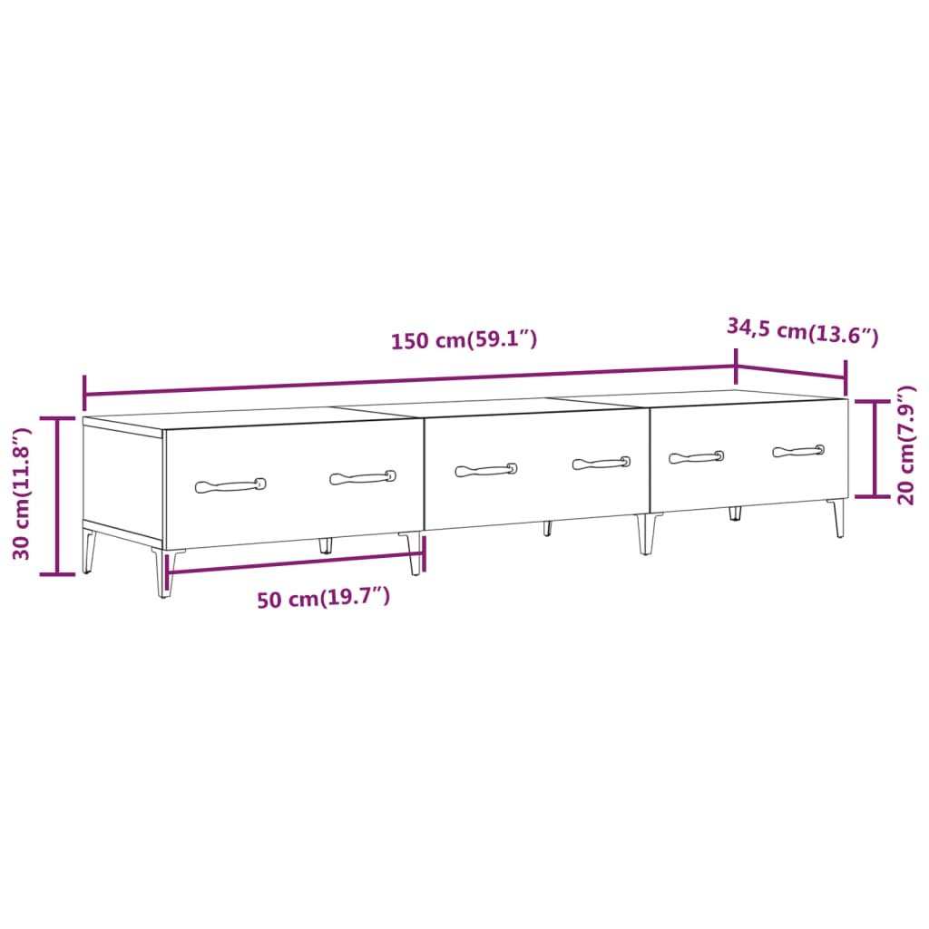 TV Cabinet Grey Sonoma 150x34,5x30 cm Engineered Wood