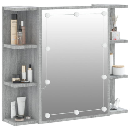 Mirror Cabinet with LED Grey Sonoma 70x16.5x60 cm