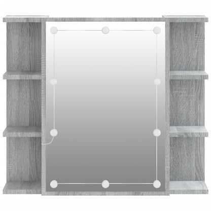 Mirror Cabinet with LED Grey Sonoma 70x16.5x60 cm