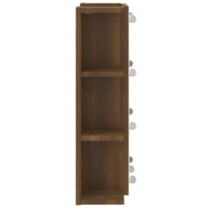 Mirror Cabinet with LED Brown Oak 70x16.5x60 cm