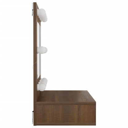 Mirror Cabinet with LED Brown Oak 60x31.5x62 cm