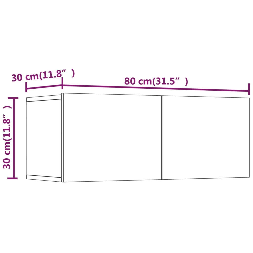 TV Cabinets 2 pcs Grey Sonoma 80x30x30 cm Engineered Wood