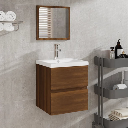 Bathroom Cabinet with Mirror Brown Oak Engineered Wood