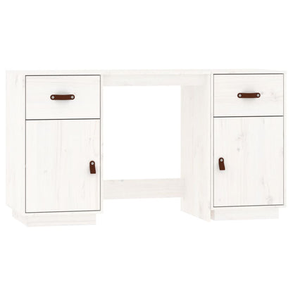 Desk with Cabinets White 135x50x75 cm Solid Wood Pine