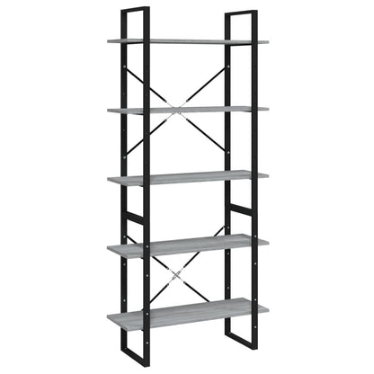 5-Tier Book Cabinet Grey Sonoma 80x30x175 cm Engineered Wood