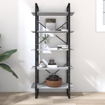 5-Tier Book Cabinet Grey Sonoma 80x30x175 cm Engineered Wood