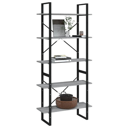 5-Tier Book Cabinet Grey Sonoma 80x30x175 cm Engineered Wood