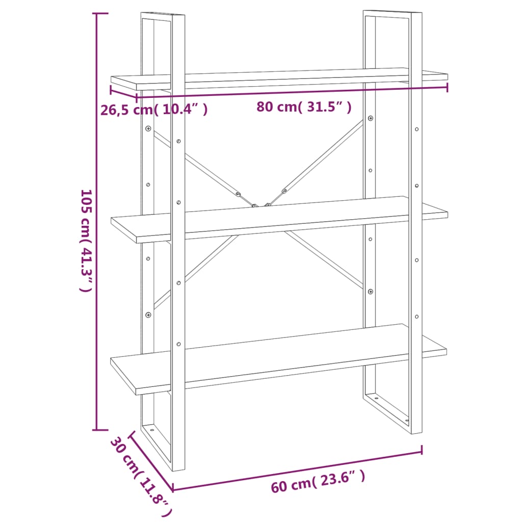 5-Tier Book Cabinet Grey Sonoma 80x30x175 cm Engineered Wood