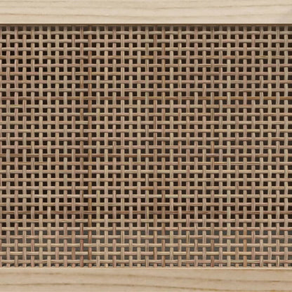TV Cabinet Black 105x30x40 cm Solid Wood Pine&Natural Rattan