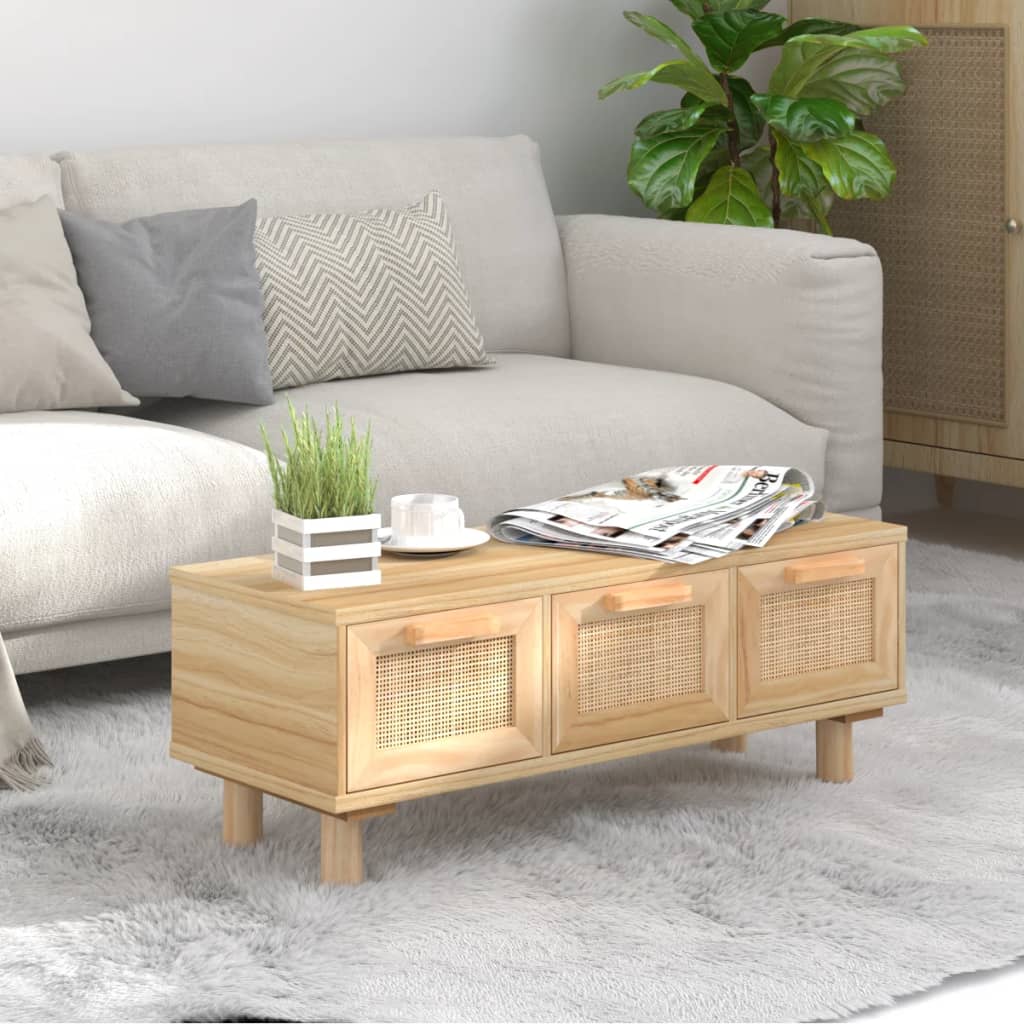 Coffee Table Brown 80x40x30 cm Engineered Wood&Solid Wood Pine