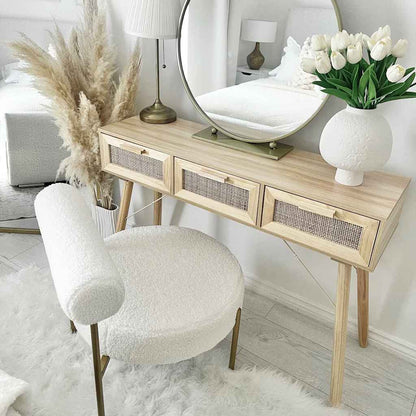 Console Table Brown 105x30x75 cm Solid Wood Pine&Natural Rattan