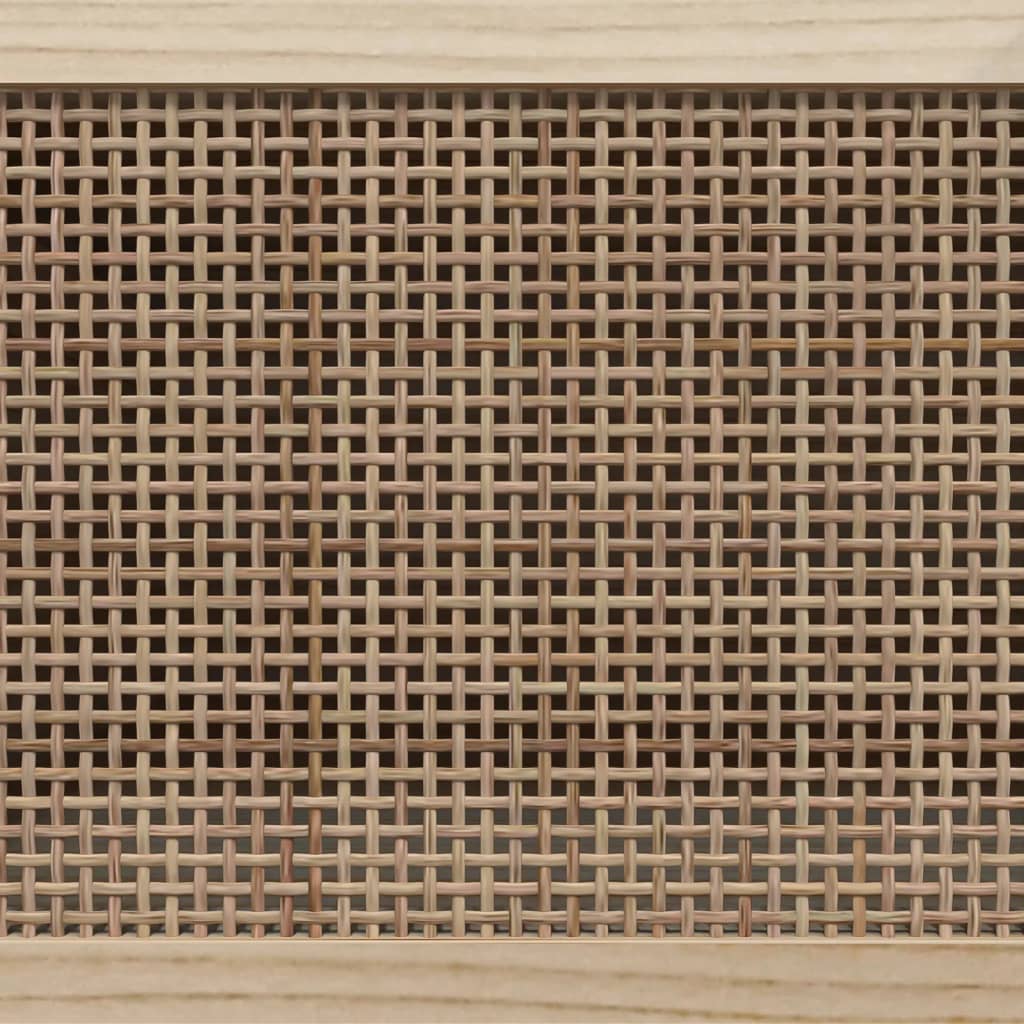 Sideboard Black 60x30x70 cm Solid Wood Pine and Natural Rattan