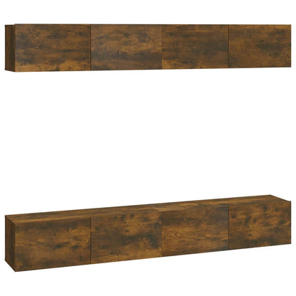 Wall TV Cabinets 4 pcs Smoked Oak 100x30x30 cm