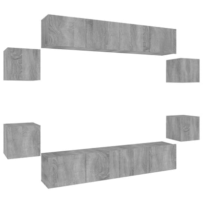 8 Piece TV Cabinet Set Grey Sonoma Engineered Wood