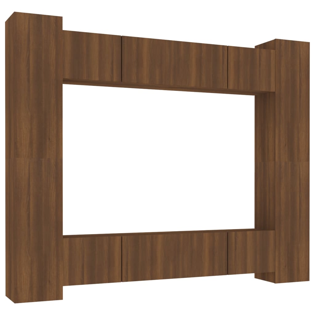 8 Piece TV Cabinet Set Brown Oak Engineered Wood