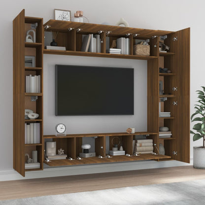 8 Piece TV Cabinet Set Brown Oak Engineered Wood