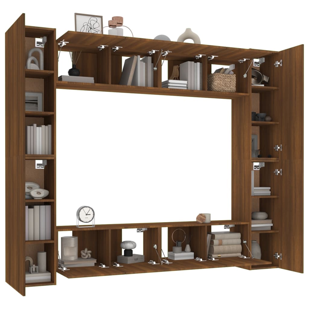 8 Piece TV Cabinet Set Brown Oak Engineered Wood
