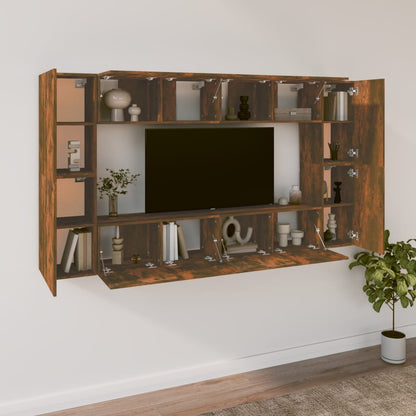 8 Piece TV Cabinet Set Smoked Oak Engineered Wood