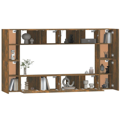 8 Piece TV Cabinet Set Smoked Oak Engineered Wood