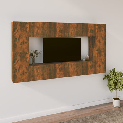 8 Piece TV Cabinet Set Smoked Oak Engineered Wood