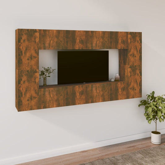 8 Piece TV Cabinet Set Smoked Oak Engineered Wood