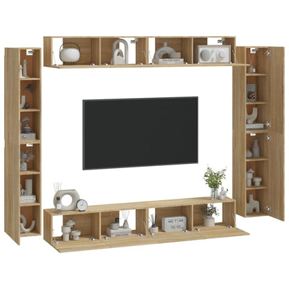 8 Piece TV Cabinet Set Sonoma Oak Engineered Wood