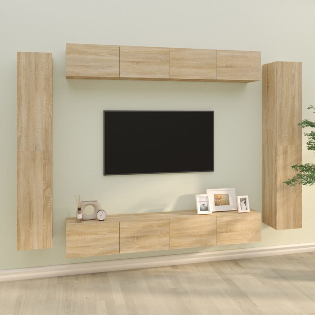 8 Piece TV Cabinet Set Sonoma Oak Engineered Wood