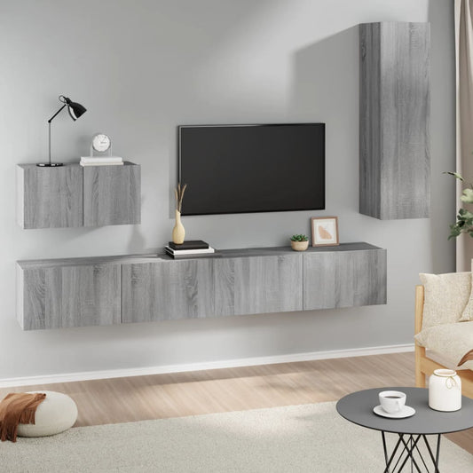 4 Piece TV Cabinet Set Grey Sonoma Engineered Wood