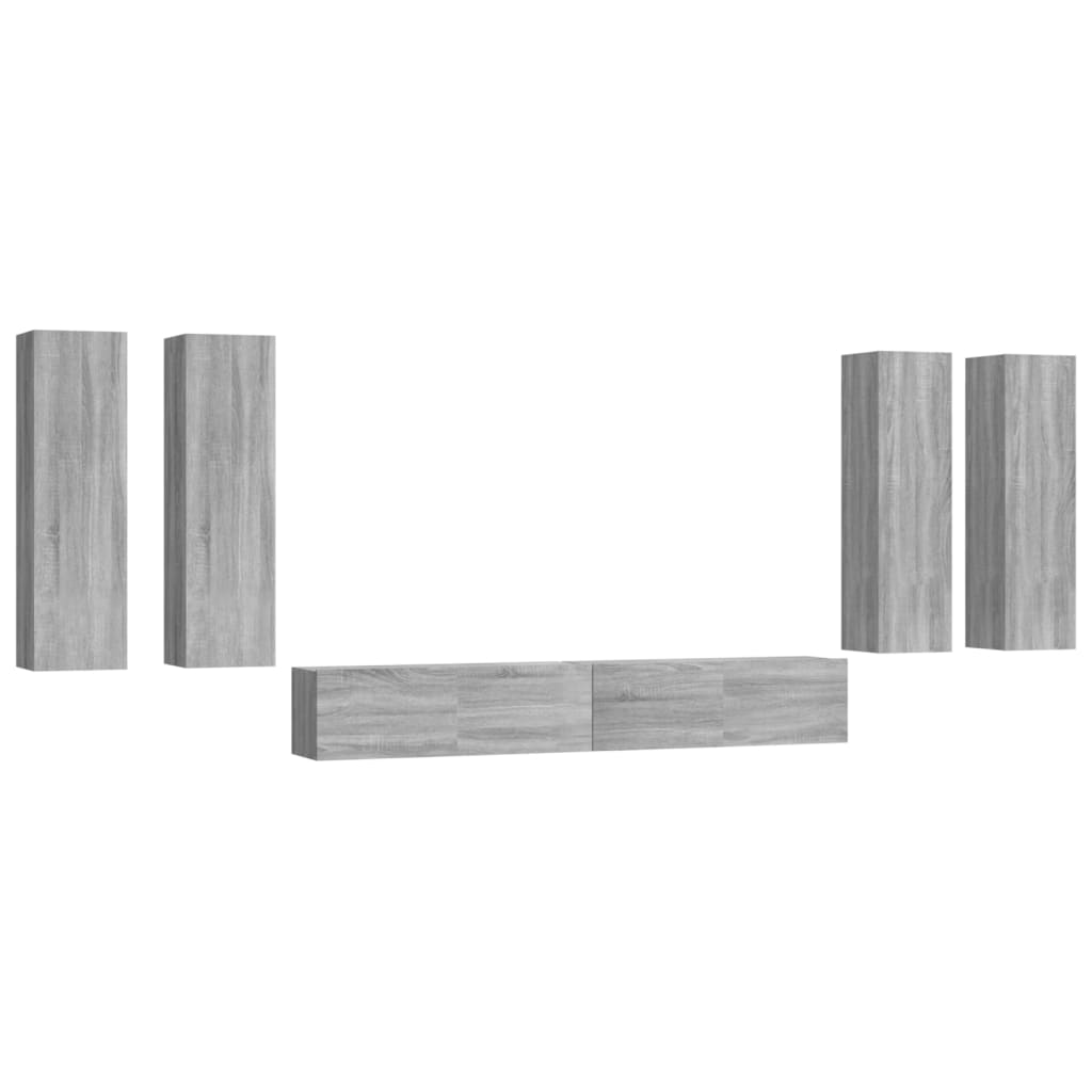 6 Piece TV Cabinet Set Grey Sonoma Engineered Wood