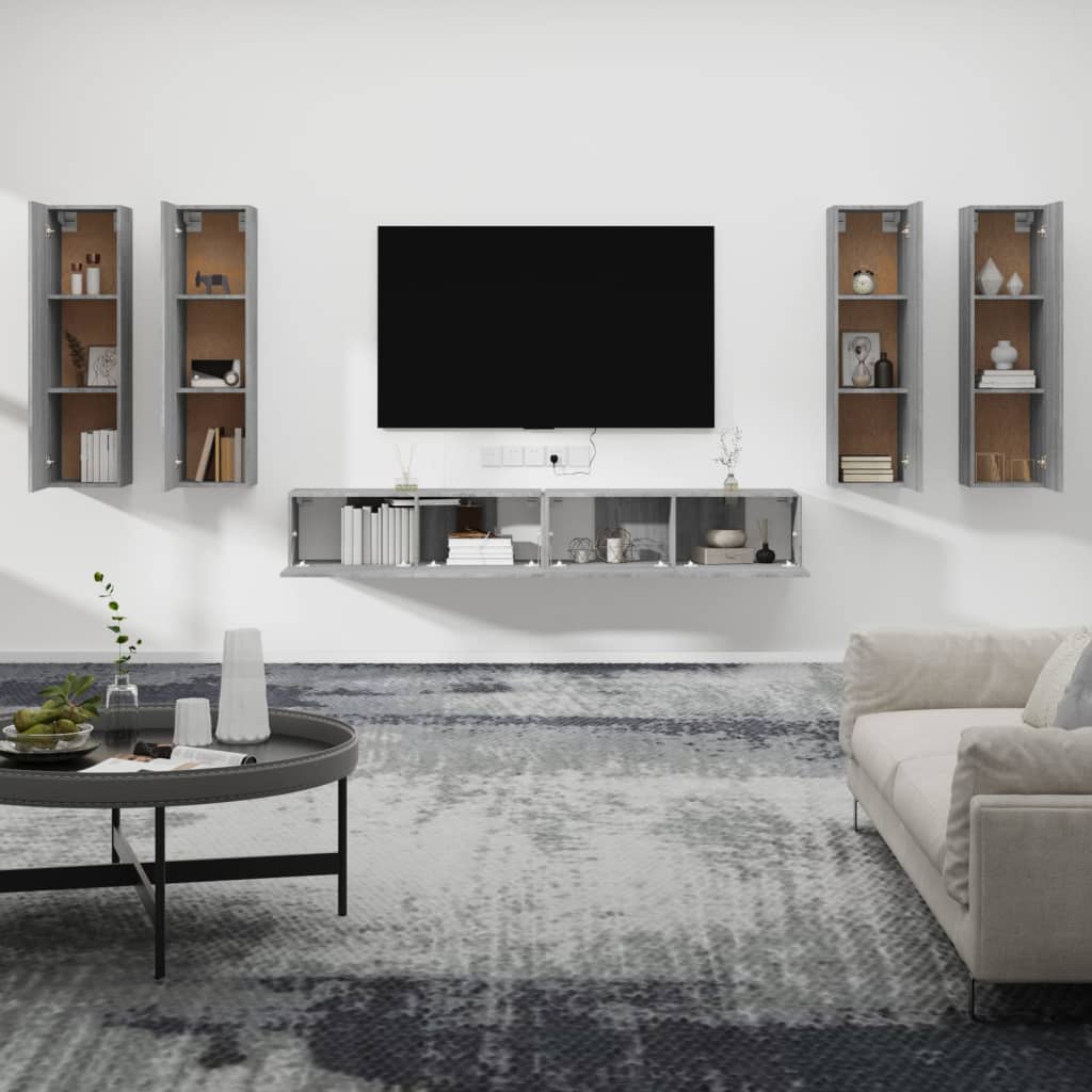 6 Piece TV Cabinet Set Grey Sonoma Engineered Wood