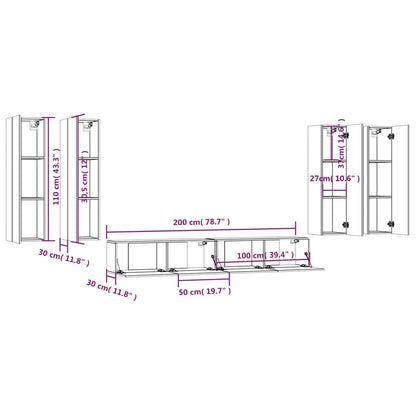 6 Piece TV Cabinet Set Grey Sonoma Engineered Wood