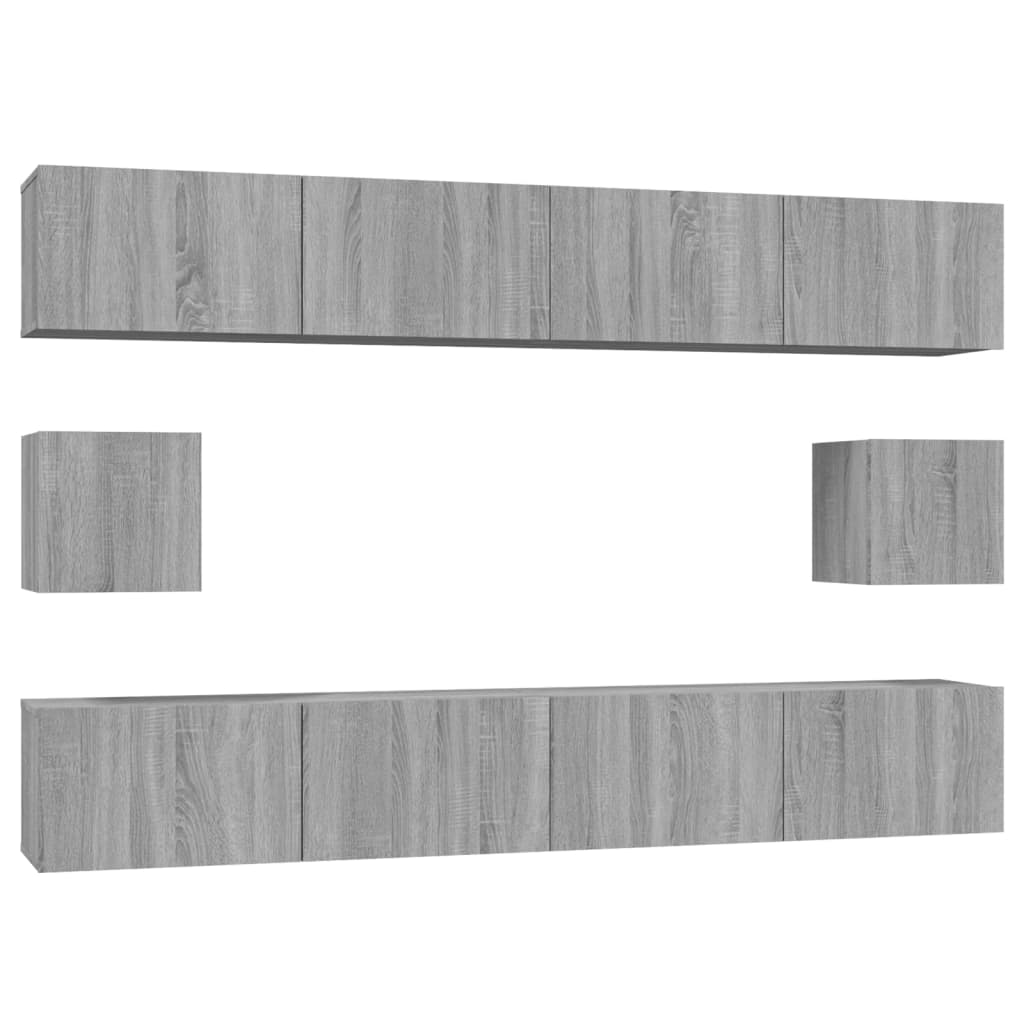 6 Piece TV Cabinet Set Grey Sonoma Engineered Wood