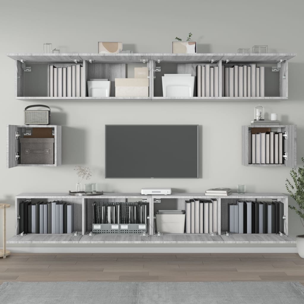 6 Piece TV Cabinet Set Grey Sonoma Engineered Wood