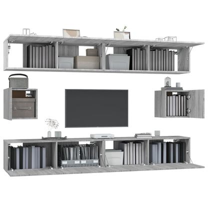 6 Piece TV Cabinet Set Grey Sonoma Engineered Wood