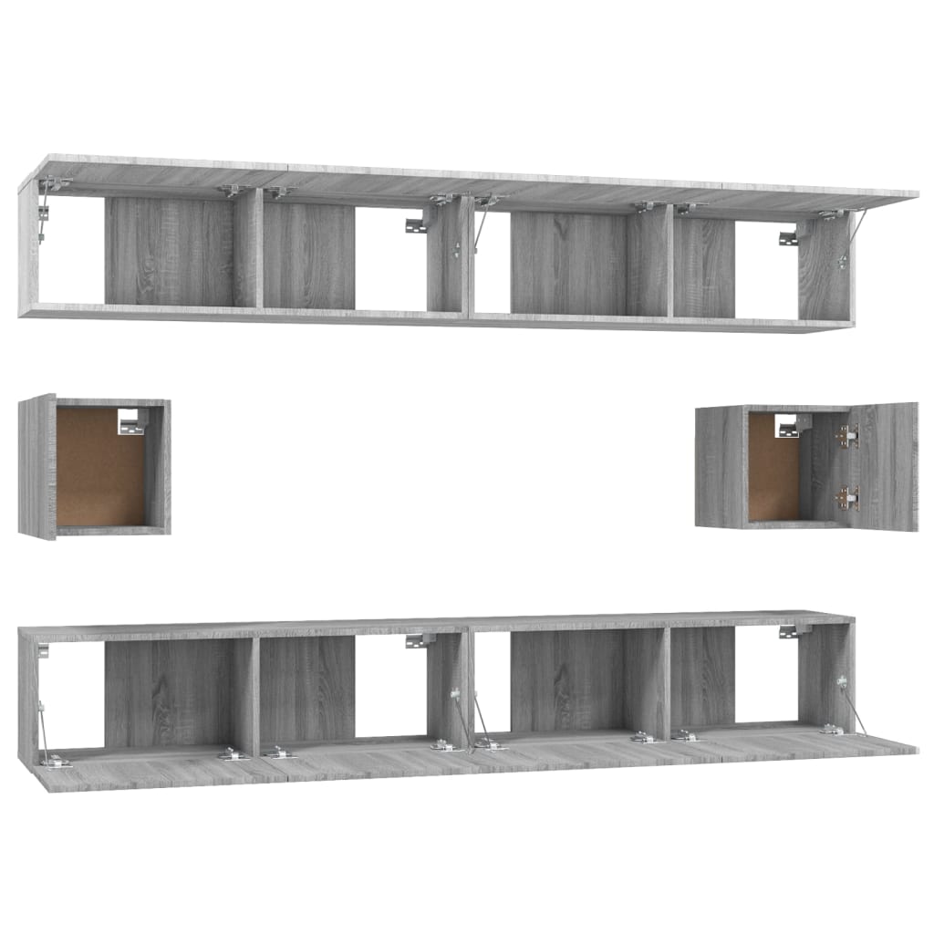 6 Piece TV Cabinet Set Grey Sonoma Engineered Wood