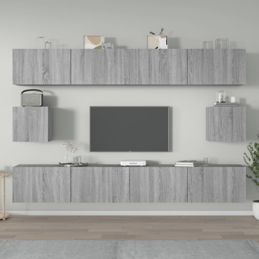 6 Piece TV Cabinet Set Grey Sonoma Engineered Wood