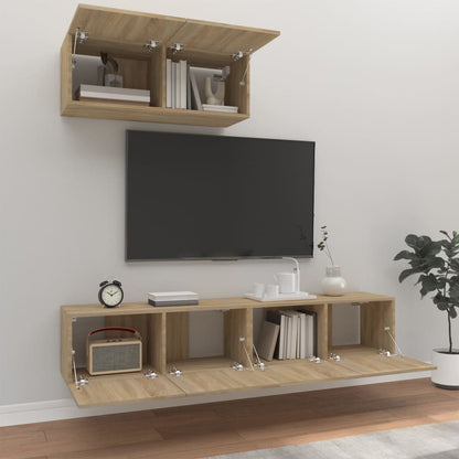 3 Piece TV Cabinet Set Sonoma Oak Engineered Wood