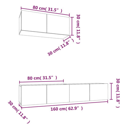 3 Piece TV Cabinet Set Sonoma Oak Engineered Wood