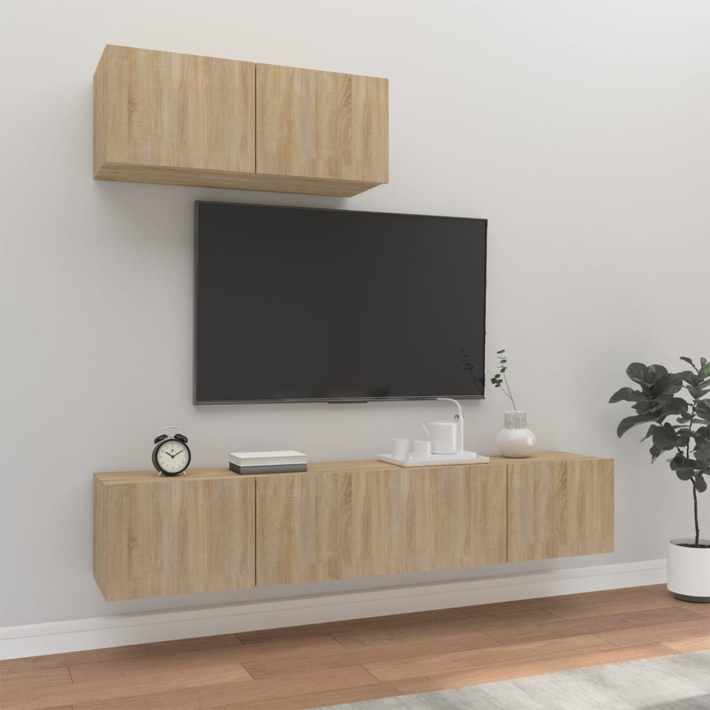 3 Piece TV Cabinet Set Sonoma Oak Engineered Wood