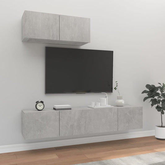 3 Piece TV Cabinet Set Concrete Grey Engineered Wood